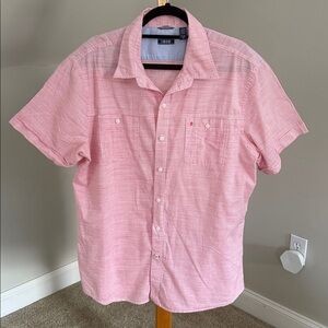 IZOD Men's Red Short Sleeve Button-Down Cotton Shirt Size XL